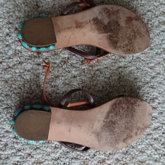 Miu Miu thong with turquoise stone embellished resin sandals size 36 - Picture 12 of 12